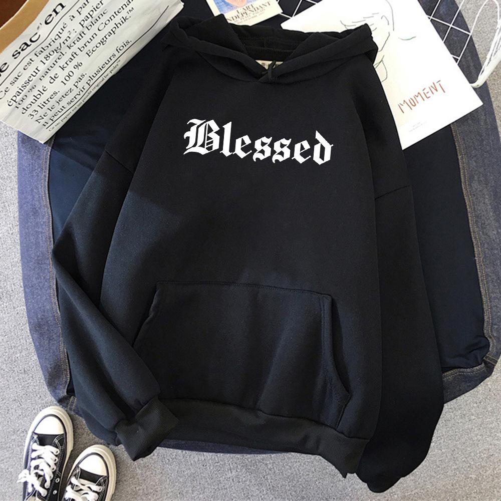 Blessed Hoodies Autumn Hip Hop Casual Fleece Pullover Sweatshirt Hooded for Men Women