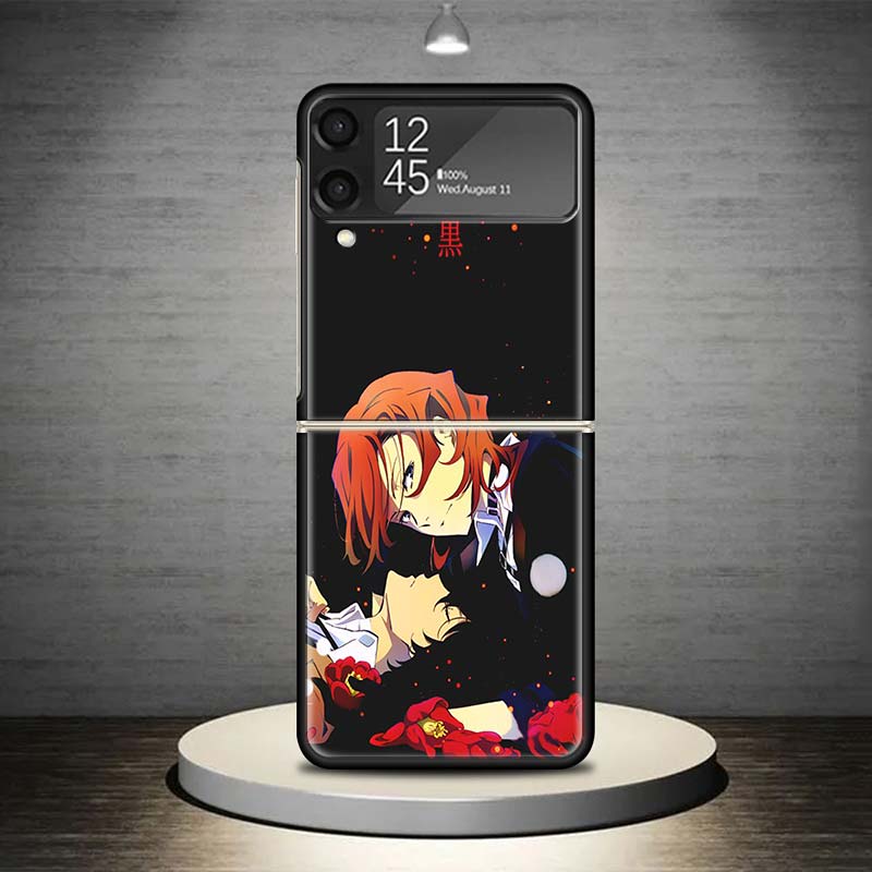 Bungo Stray Dogs Double Black Phone Case For Samsung Galaxy Z Flip 7 6 5 4 3 5G Shockproof Cover Z Flip7 Flip6 ZFlip5 Flip3 Flip