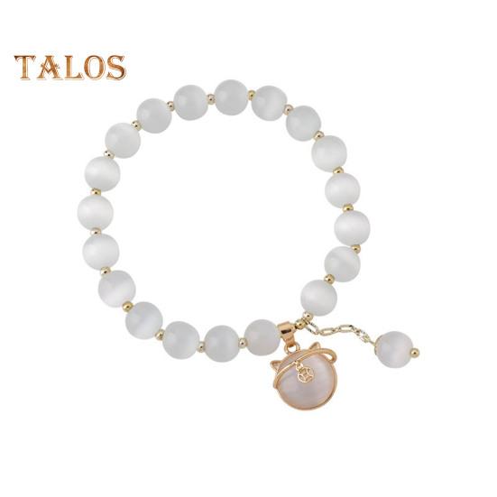 

Женский браслет с эластичным шнуром, подвеска в виде головы кошечки, стеклянные бусины, символ удачи, лучшая подруга, подарок на день рождения, запястье, ювелирные изделия 1pc