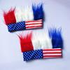 Novelty Patriotic Fuzzy Headband Independence Day Headband Comfortable Hair Accessory Creative Red White Blue Wig Hat Independence Day Empty Top Fans
