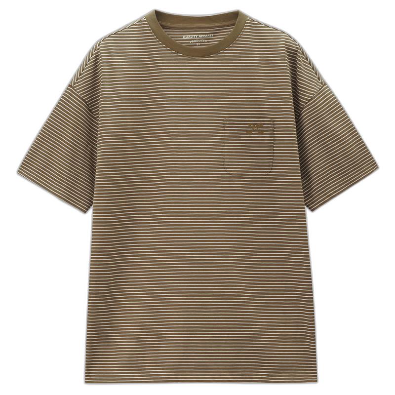 Giordano Women s Striped Cotton T-shirt with Bow Embroidery L