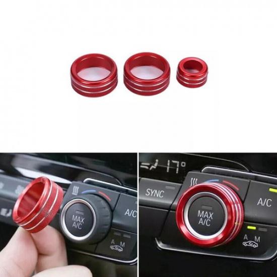 For BMW X2 F39 Cover 2018- Red Aluminum Console Air Conditioner Button Knob