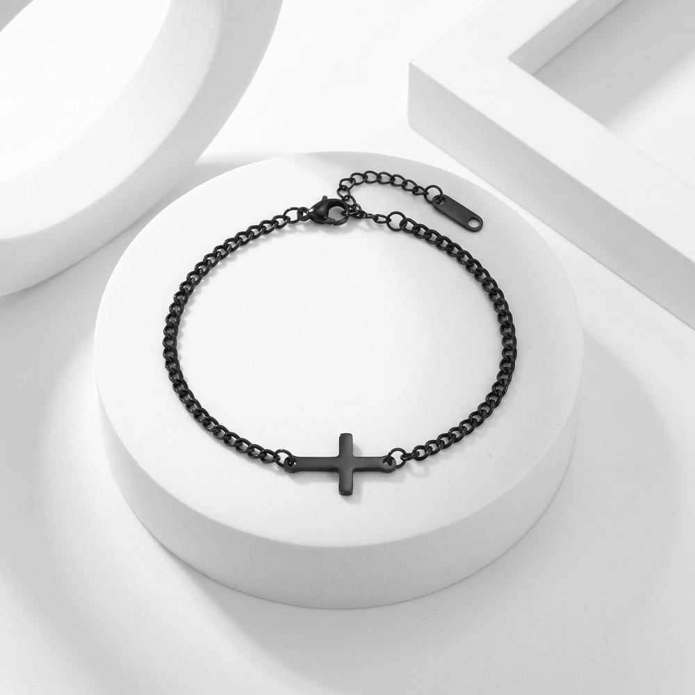 Elegant Gold Cross Stainless Steel Bracelet for Couples