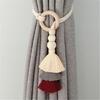 2 Pack Cotton Rope Curtain Holdbacks Ties Decorative Drapery Clip With Fringe and Wooden Beads for Living Room Decors
