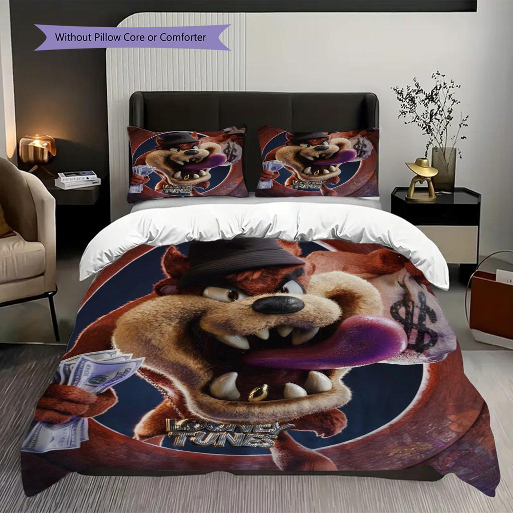 Taz Mania Madness Bedding (1 * duvet cover + 2 * pillowcase, without core) 2D Flat Soft and comfortable Christmas birthday gift Bedding set
