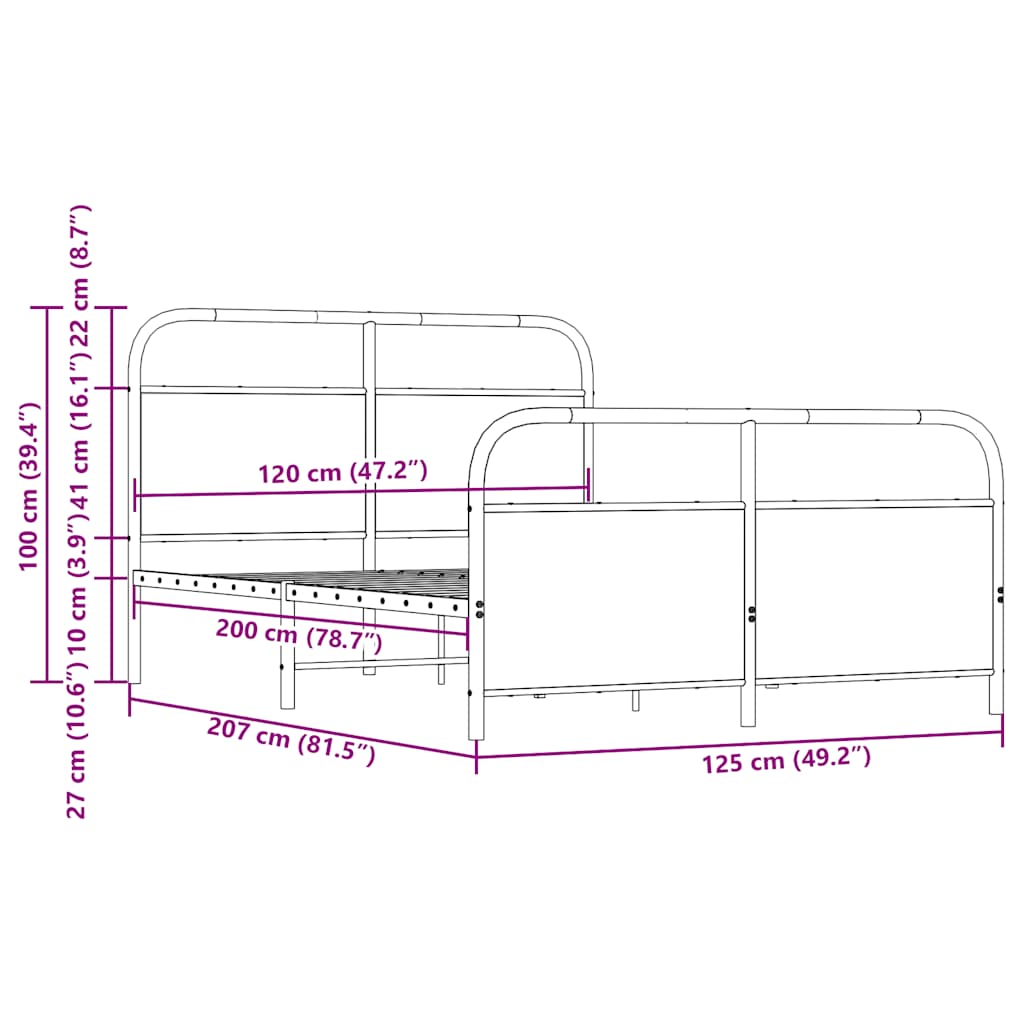 Bed Frame Without Mattress 120 X 200 Cm Smoked Oak Wood Based Material