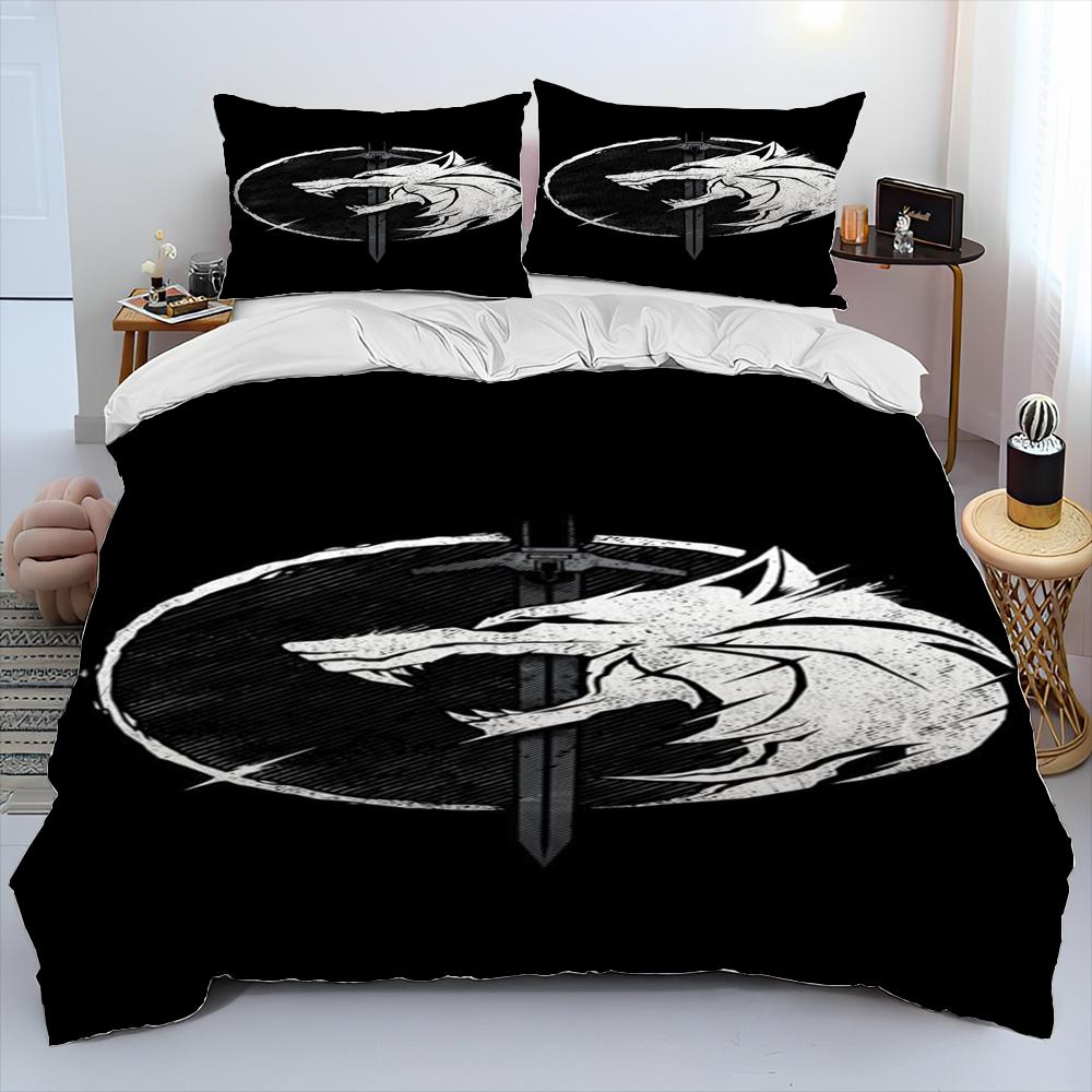 3D The W-Witcher Game Gamer cartoon Comforter Bedding Set,Duvet Cover Bed Set Quilt Cover Pillowcase,king Queen Size Bedding Set