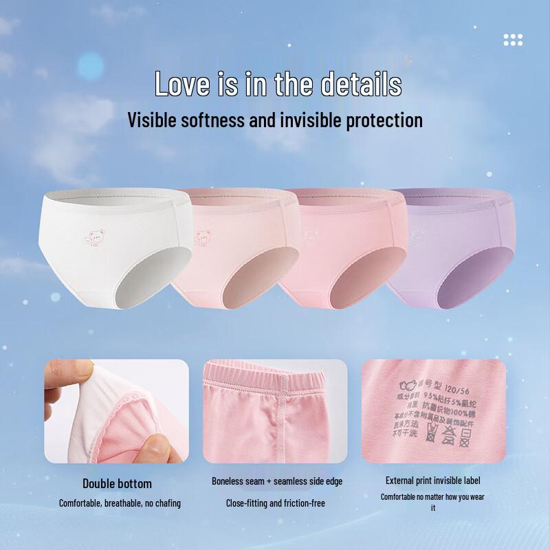 Labi Girls' Antibacterial Underwear 4-Pack