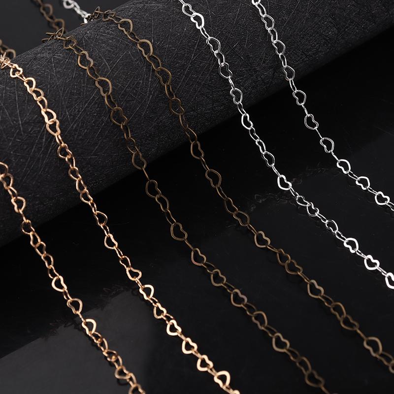 10 Yards/roll Heart Shape Bulk Chain Gold Color Link Chains for Jewelry Making Necklace Chain DIY Necklace Bracelet Materials