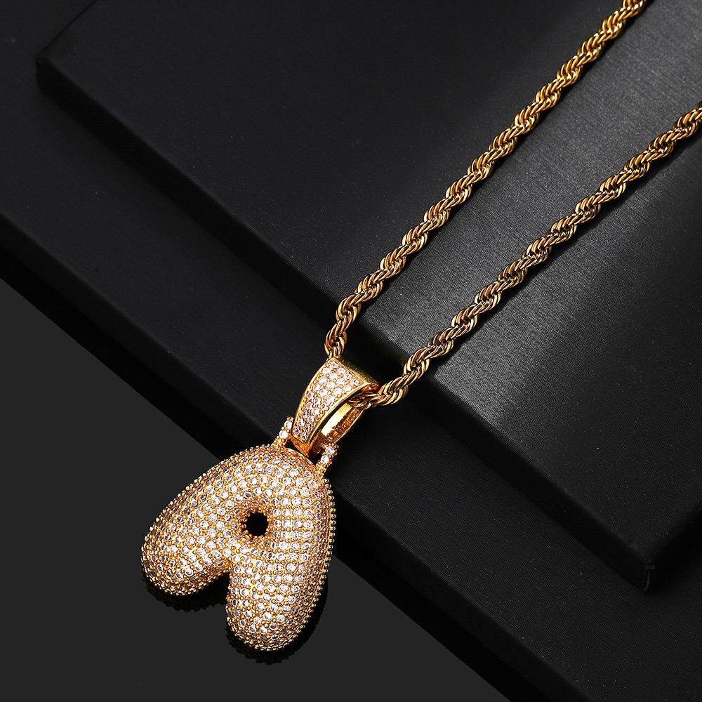 Hip Hop 26 English Letter Pendant Rap Simple Fat Letter Pendant Unisex Necklace