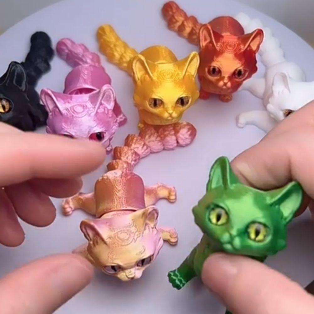 Realistic Design Articulated Cats Big Eyes 3D Printed Cat Figure 3D Printed Cat Model Home Decor