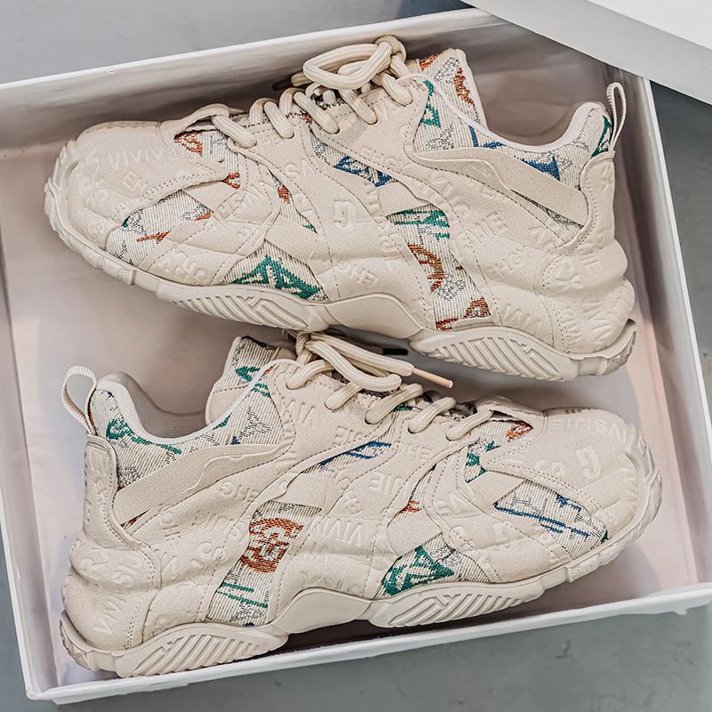 

Men s Thick Soled Casual Sports Shoes Are Trendy and Versatile with A High Street Style and Fashionable Men s Shoes 45 бежевый