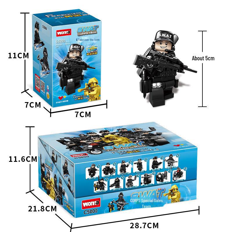 "Wo Ma C5000 SWAT Team Military Figure Toy - Special Forces Building Blocks for Kids"