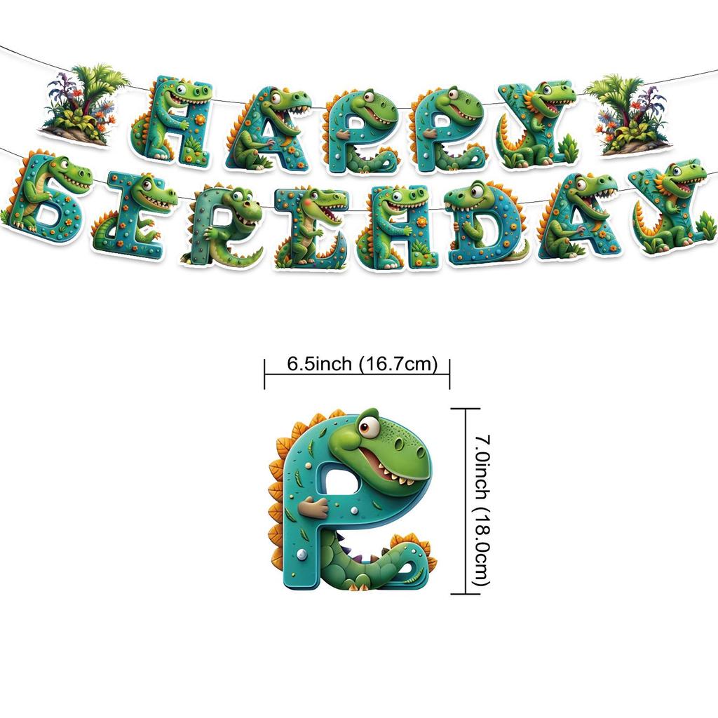 Dinosaur 3D Birthday Party Decorations Set with Banner & Balloons