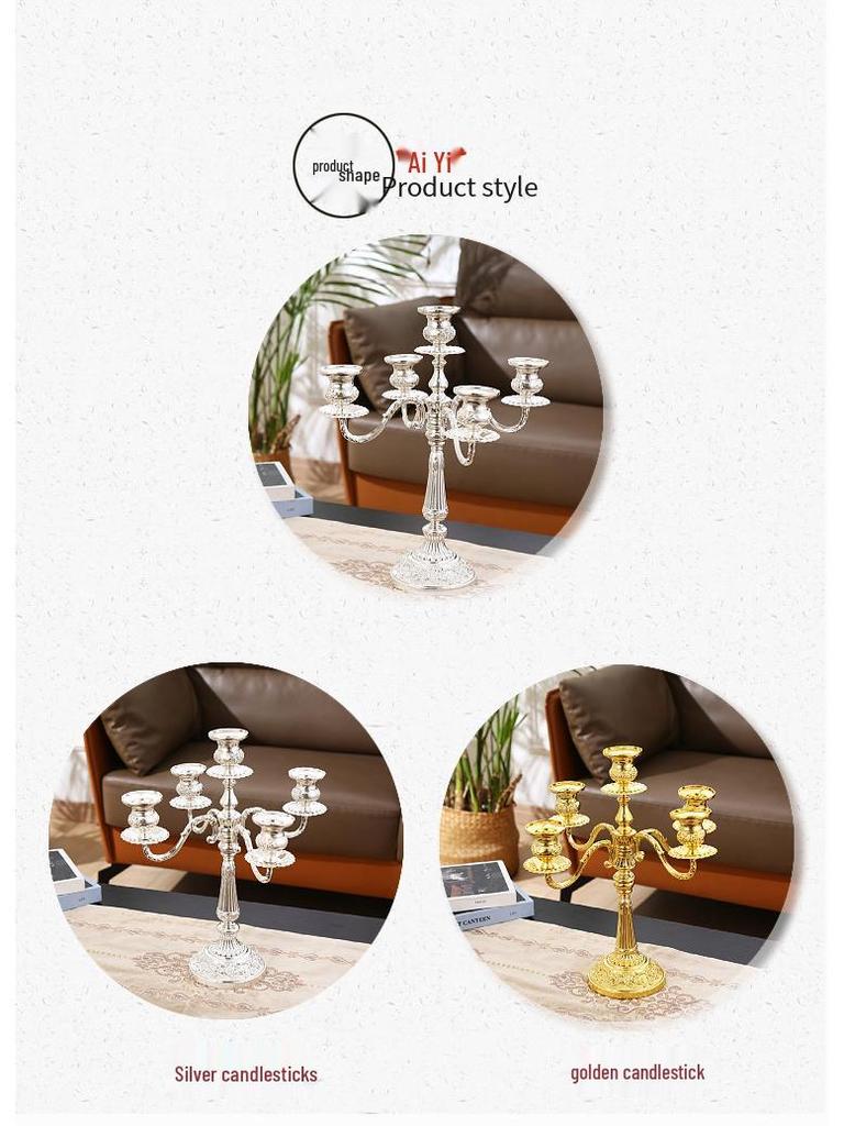 Europejski Retro Złoty Świecznik: Romantyczny świecznik do dekoracji domu, stołu jadalnego i aromaterapii