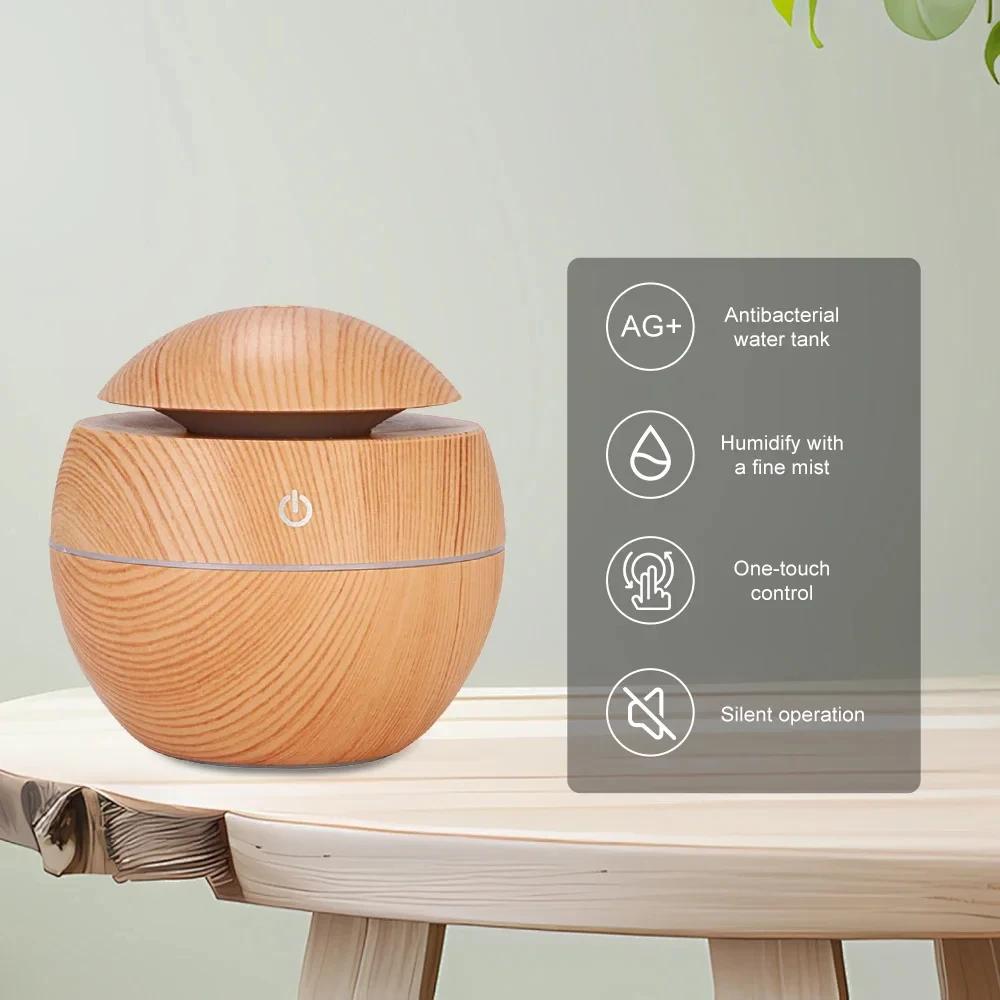 Home Wood Grain Air Humidifier Purifier Aroma Diffuser USB Ultrasonic Cool Mist Sprayer Essential Oil Fragrance