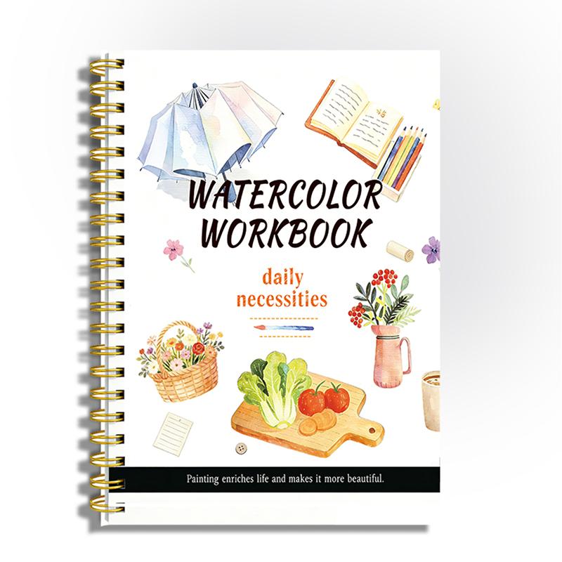 Cuaderno de Acuarela de Flores con Espiral Papel Grueso Guías Fáciles Para Principiantes Práctica Diaria de Arte