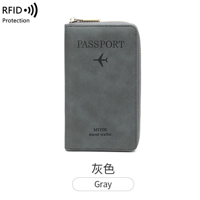 New long wallet, ticket document storage, travel mobile phone wallet, multifunctional zipper passport bag