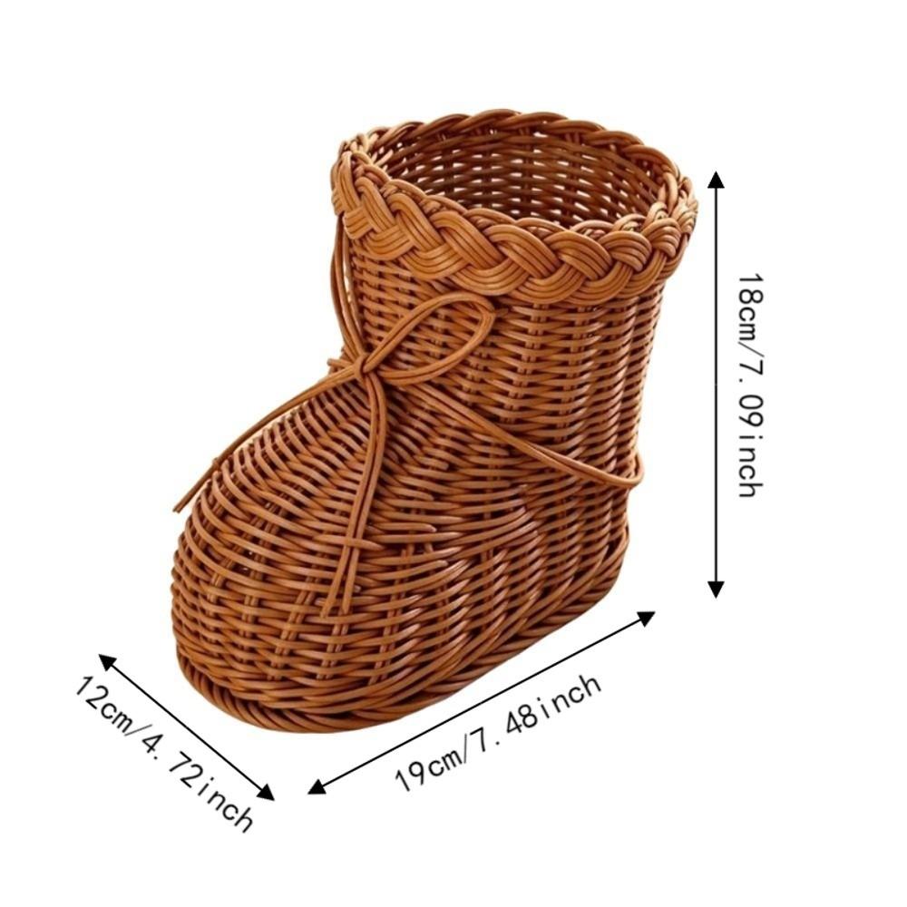 Plastic Boot Shaped Basket Handwoven Handwoven Storage Basket Rattan Storage Tray  for Kitchen