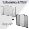 Fire screen for fireplace or stove elegant design Spark guard 3 Foldable Panels dim. 132.5W x 76.5H cm Black metal steel