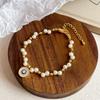 Handmade Geometric Star Pendant Pearl Chain Bracelet Set Women With Mother-of-Pearl Bead Adjustable Length 41-50cm