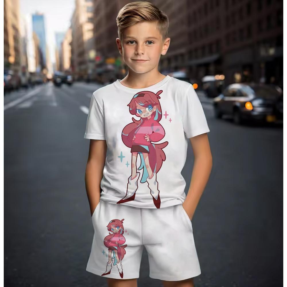 Children's 3D Printing Training Set T-shirt Shorts Casual Set Summer Fashion New Short Sleeved T-shirt Boys and Girls Sports Set