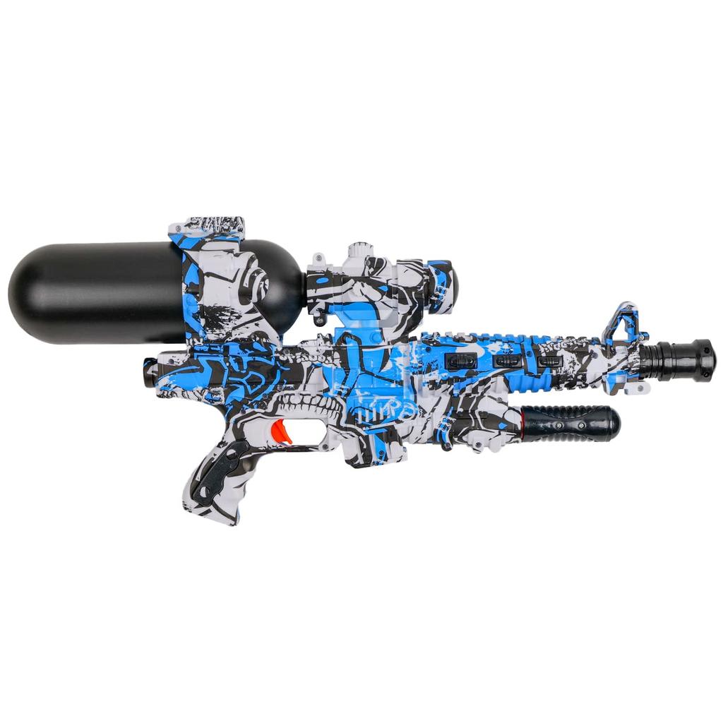 Onda Water Gun, Water Play Toy, Ultra-Big Size, Water Blaster, Long Distance, 7m Throw, Large Capacity, 1250cc, Kids & Boys, Blue x White, Military