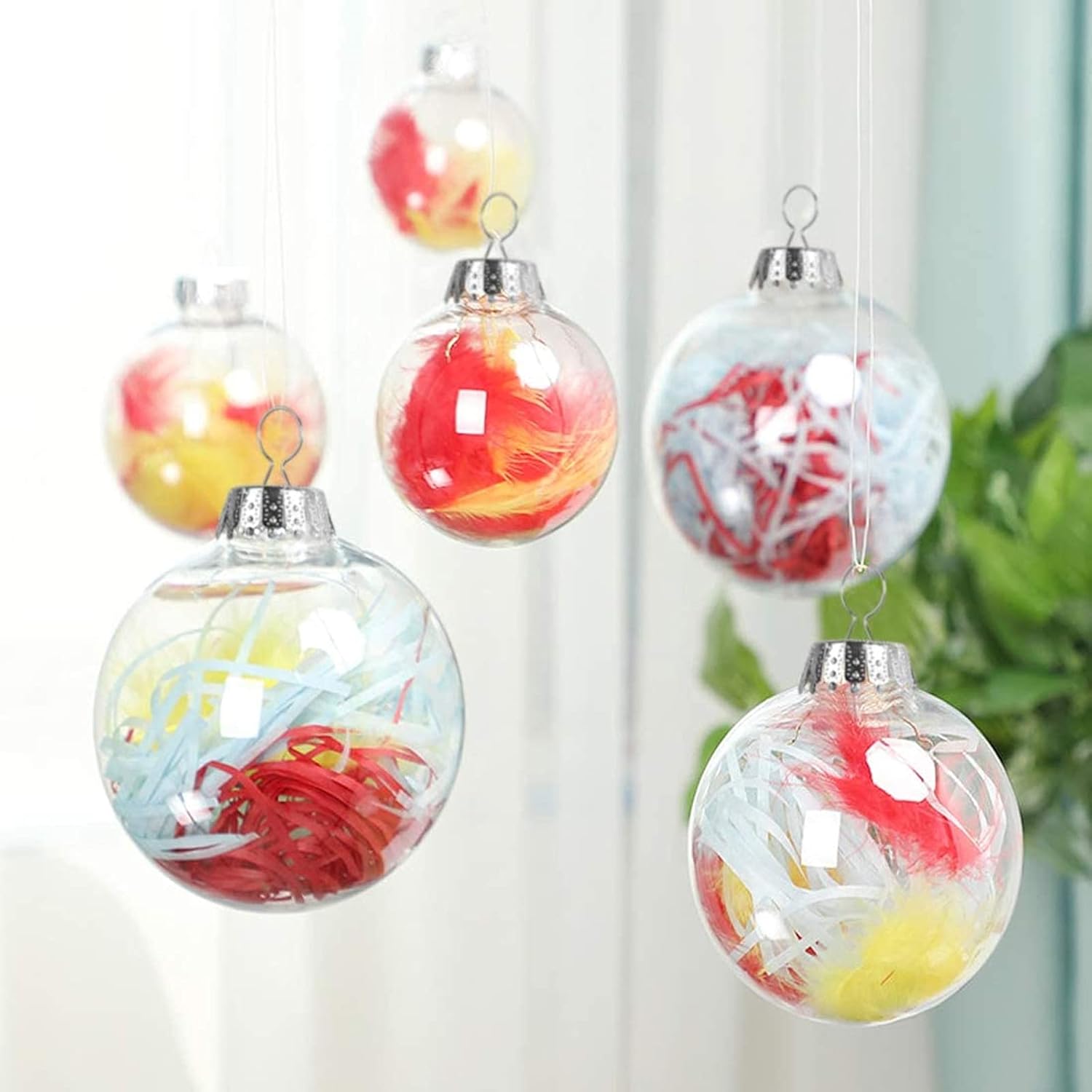 20 Pcs Clear Plastic Fillable Ornament Balls, Removable Top Clear Hanging Ornaments Ball, DIY Plastic Ornaments Round Balls, Perfect for Decoration