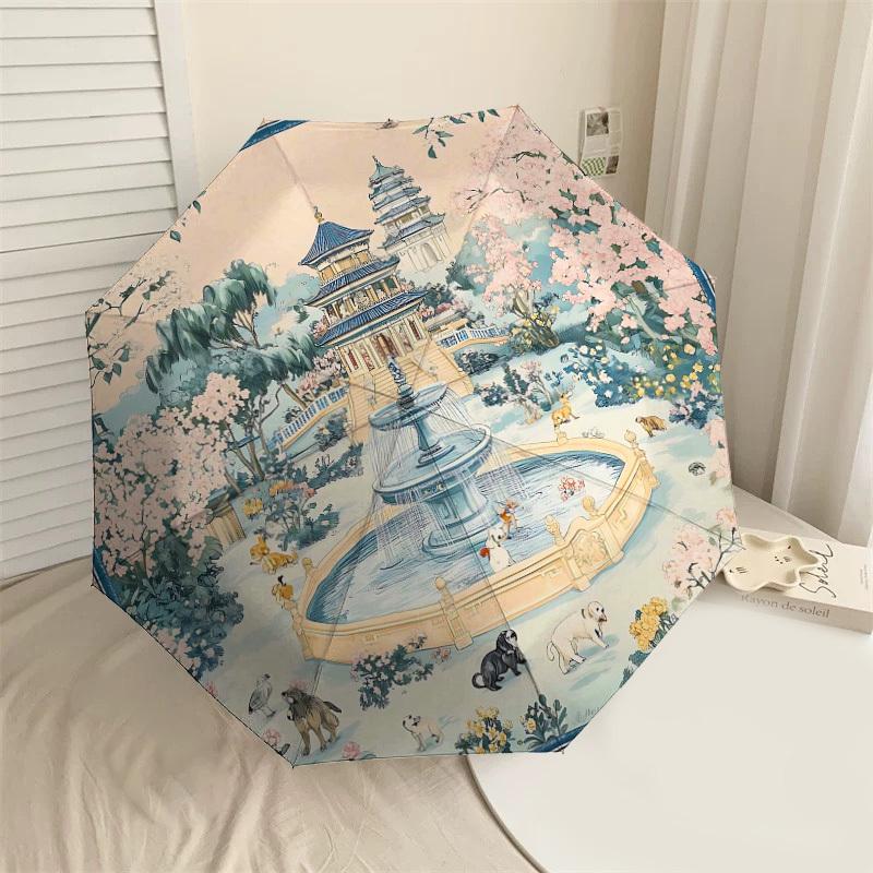 

1PC Garden Pagoda Umbrella-8-Rib Reinforced Portable Folding Travel Suitable for All Seasons Outdoor Daily Use Is an Ideal Choice -K0328