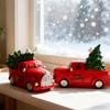Vintage-Style Resin Decorative Ornament Pickup Truck Carrying a Christmas Tree Fun Holiday Home And Office Desktop Decoration