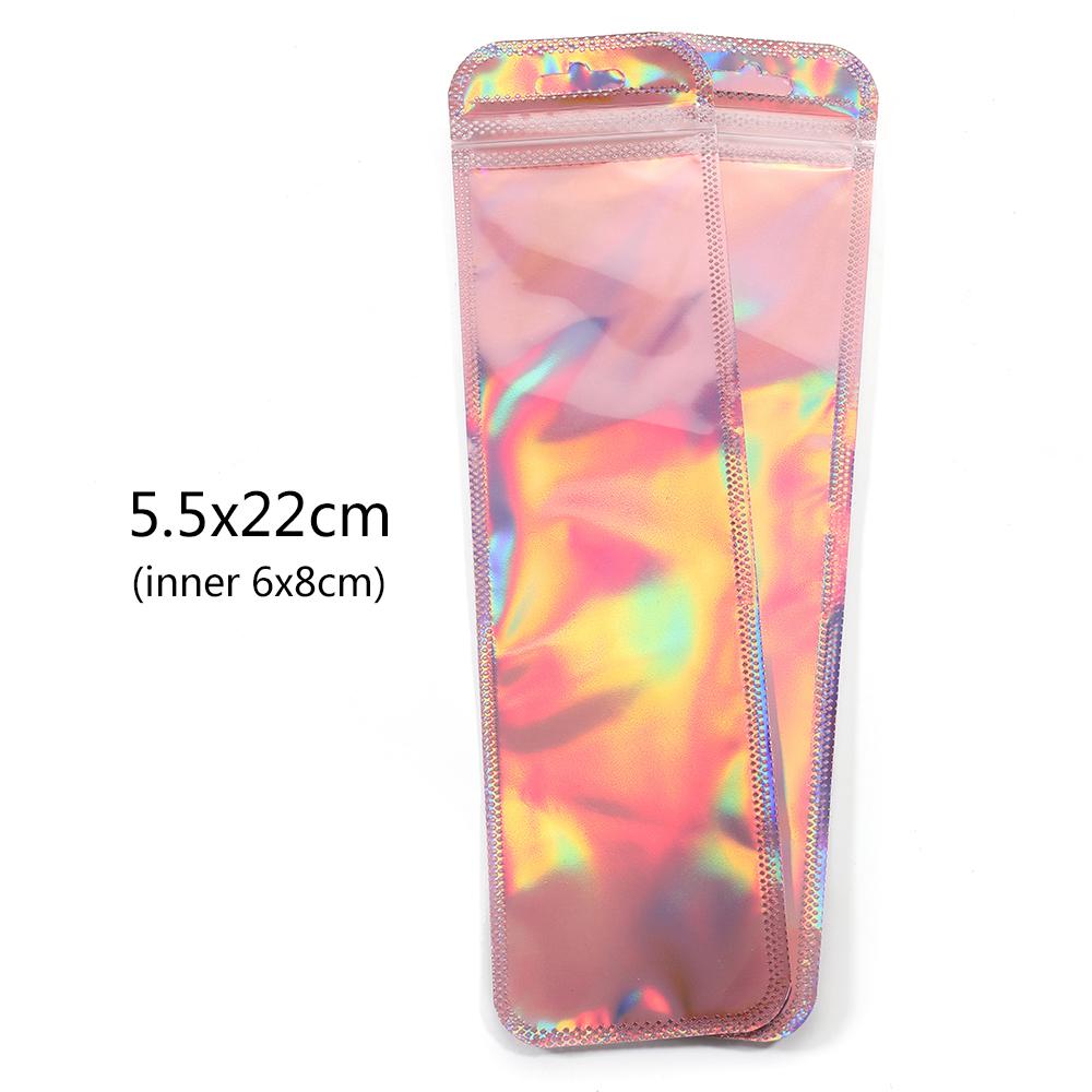 50pcs Iridescent Self Sealing OPP Bags Laser Iridescent Zip lock Resealable Package Pouch Retail DIY Jewelry Storage Accessories