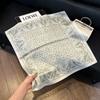 71Cm New Chinese Simulation Silk Square Scarf Soft and Skin-friendly Ink Flower Rhyme Printing Silk Scarf Neck Sunscreen Small Scarf