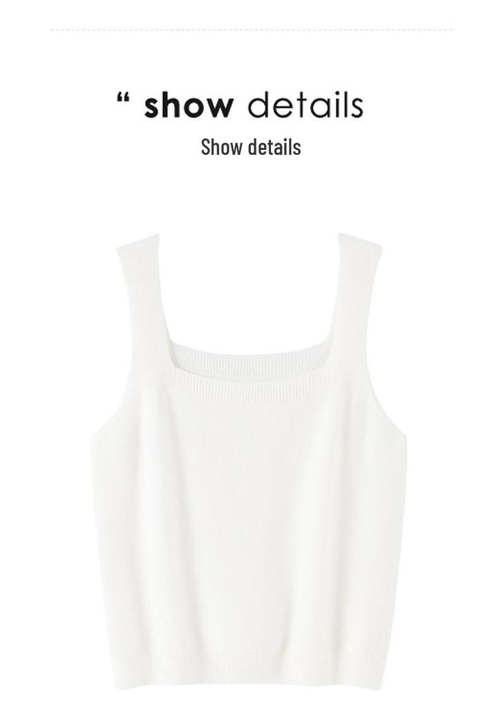 Lekasha Women's 100% Pure Cashmere Square Neck Sleeveless Camisole
