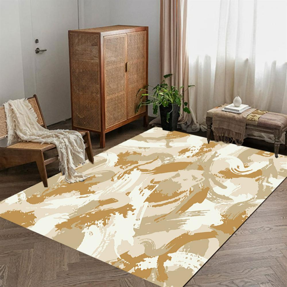 Modern Orange Striped Geometric Carpet Living Room Decor Sofa Rug Bedside Soft Area Rug Balcony Coffee Table Floor Mat Doormat