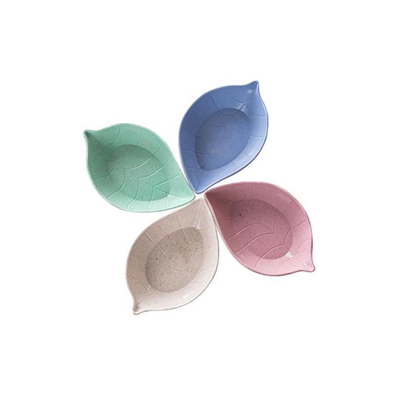 Wheat Straw Leaf Shape Sauce Dipping Seasoning Dish for Snacks Pickles
