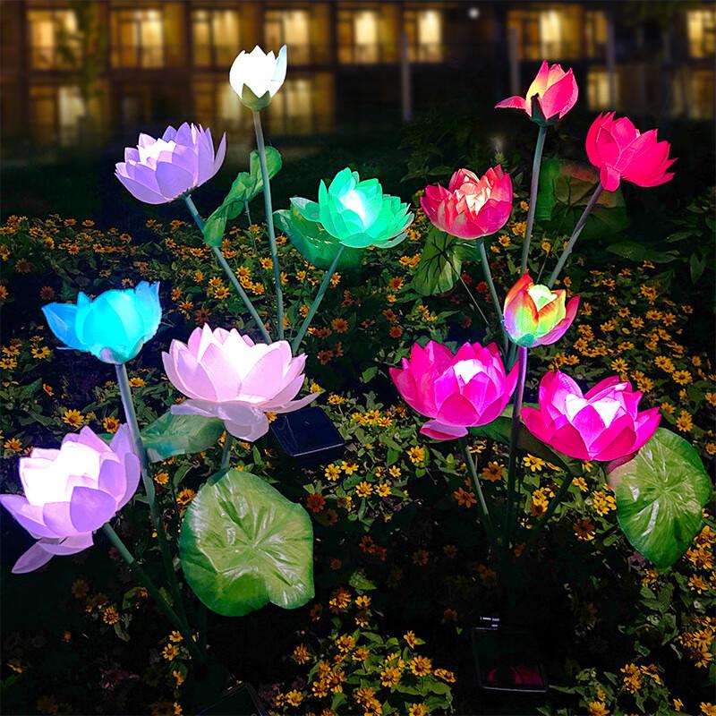 Solar Lotus Flower Garden Stake Lights (2-Pack)
