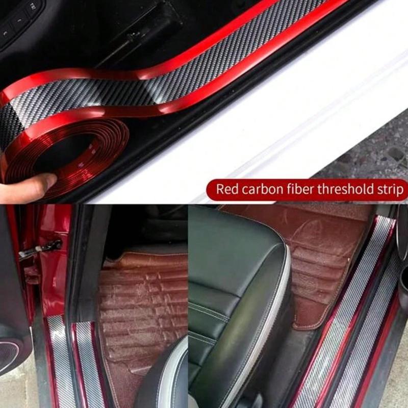 Naklejka Antyrysująca na Próg Samochodu i Naklejka Antykolizyjna na Zderzak Samochodu ze Wzorem Włókna Węglowego 5*100cm/1 Rolka