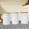 Nordic Iron Tea Canister Coffee Bean Jar Kitchen Sugar Snack Storage Moisture-Proof Bamboo Lid Sealed Container
