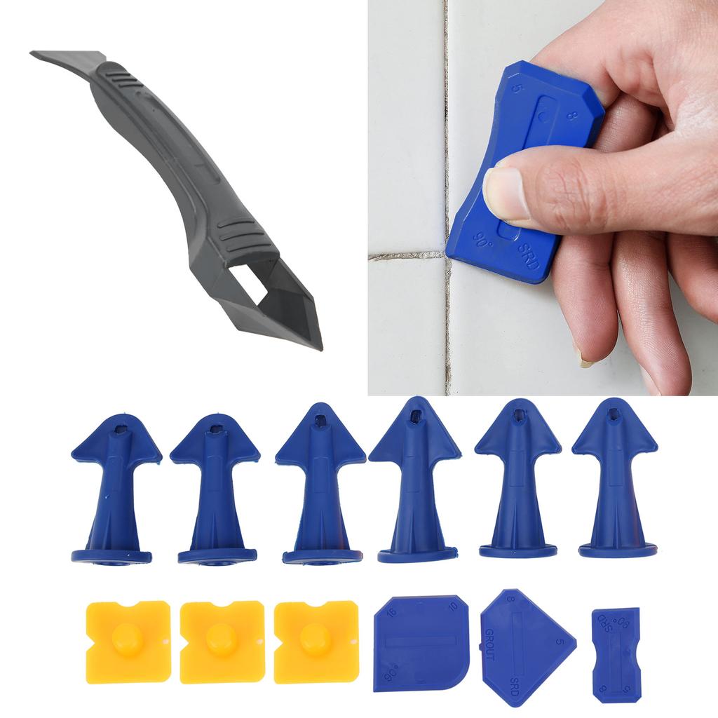 13Pcs Caulking Finisher Tools Plastic Scraper Spatula Silicone Nozzles Glue Removing Tools