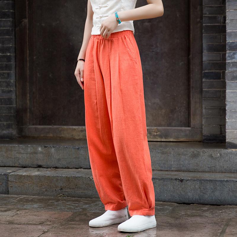 2025 Spring/Summer Women's Cotton Linen Slimming Lantern Pants - Sand Washed Loose Fit.