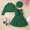 3 szt. Zestawy ubrań casualowych dla dzieci Stroje dla dziewczynek 2024 Jesień Zima Nowy Maluch Płaszcz Tweedowy Sukienka Tank Top Czapka Moda Dzieci