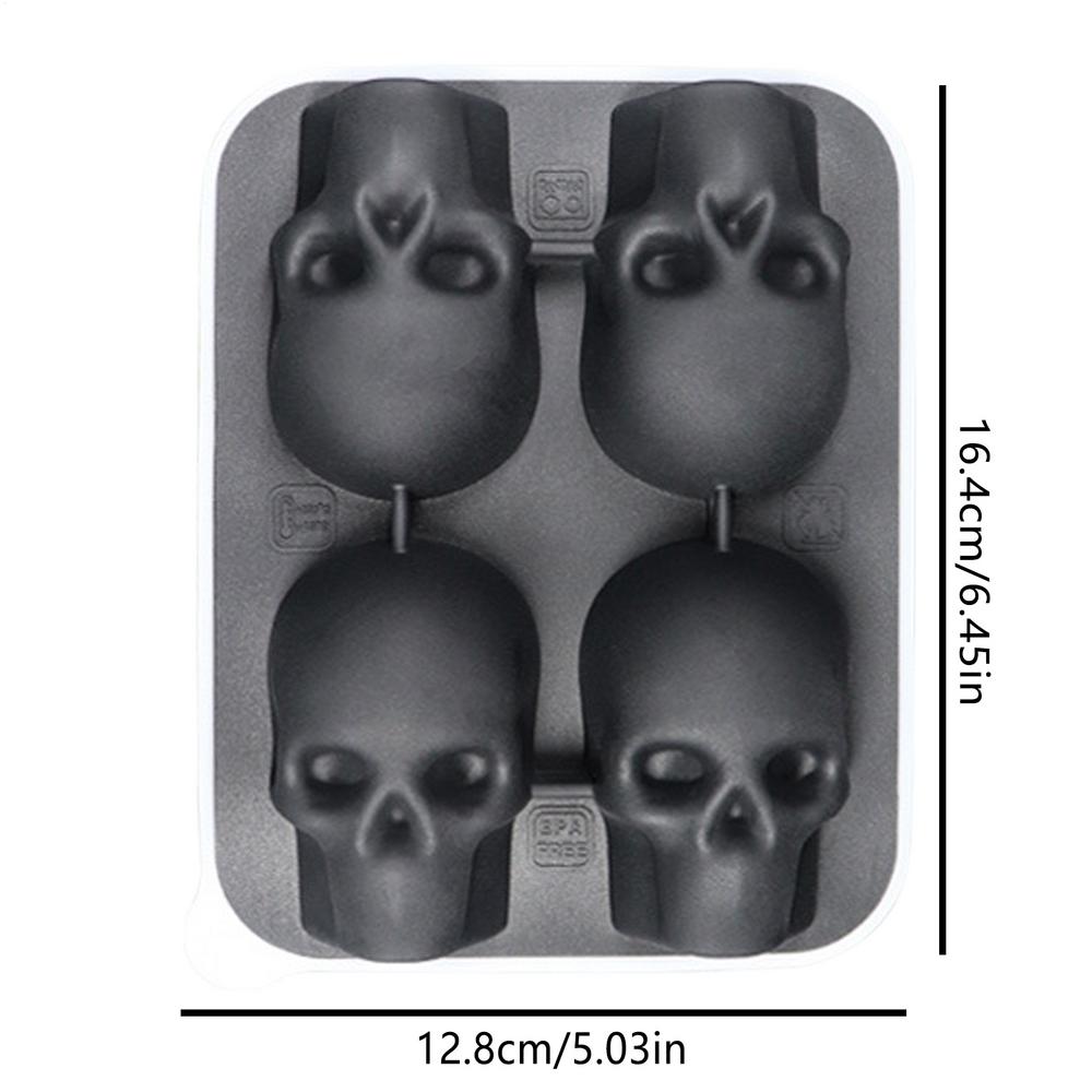 

Skull Ice Ball Mold Silicone Flexible Ice Cubes Trays BPA Free Ice Trays For Freezer Horror Skull Head Cocktail Ice Ball Maker чёрный