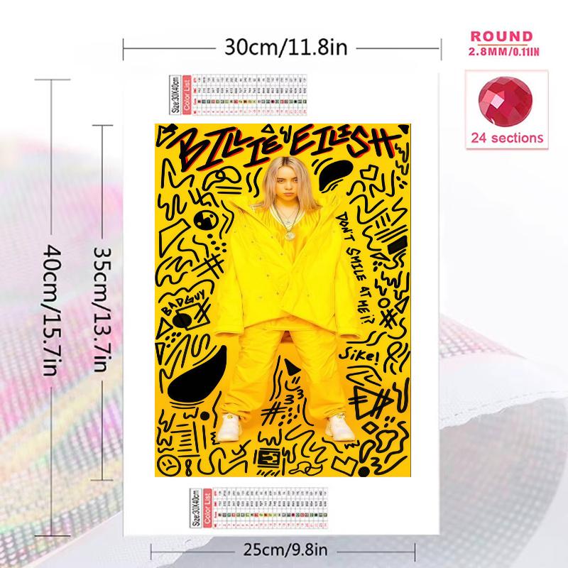 Billie Eilish 100% Round Full Drill 5D DIY Diamond Painting Embroidery Cross Stitch Rhinestone Décor