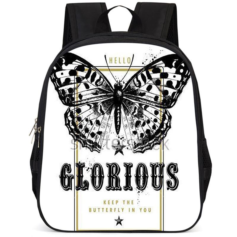 Large Capacity 15 Inch Lightweight Butterfly School Backpack For Kids Oxford Fabric