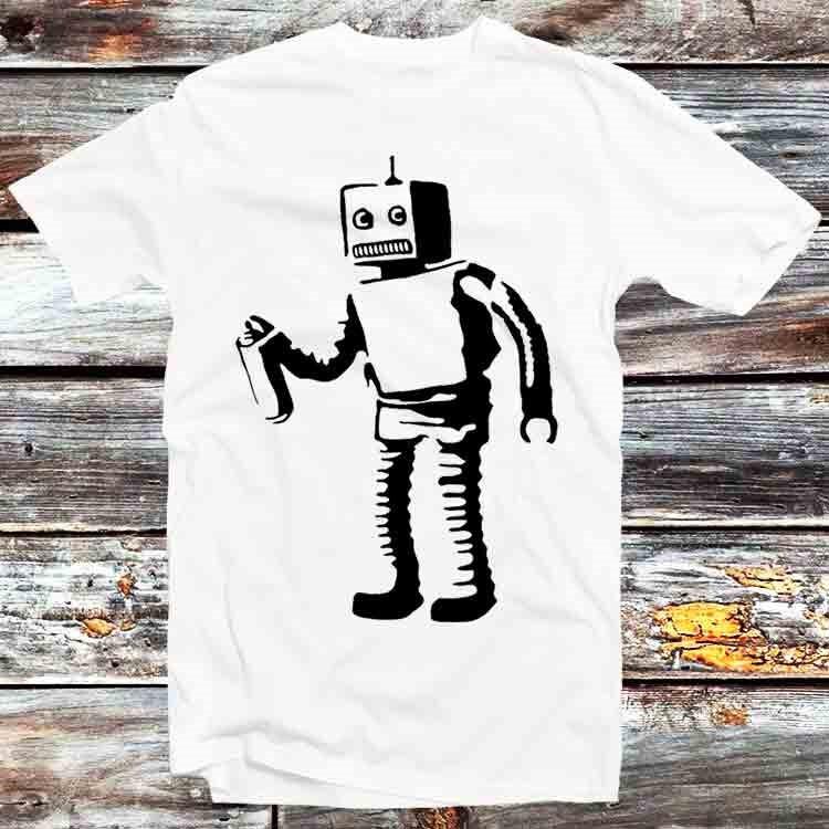 

Banksy Inspired Spray Painting Robot Graffiti T Shirt B1214 L