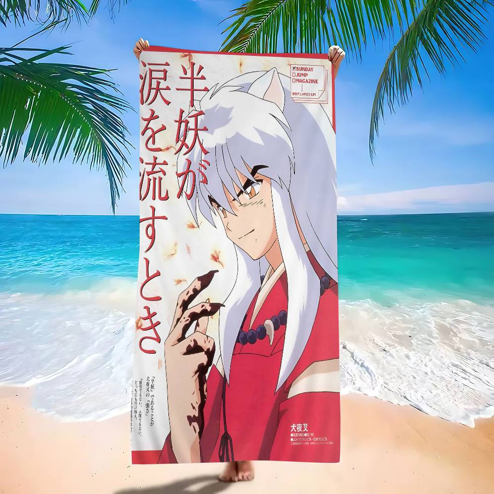 Anime I-Inuyasha Vintage Microfiber Printed Beach Towel Mountain Climbing Yoga Beach Swimming Running Absorbent Soft Towel