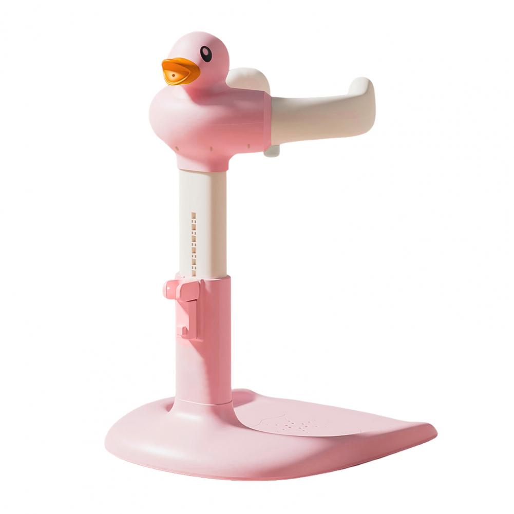 Portable Non-slip Duck Shaped Baby Bath Racks Shower Helper Handle Adjust Length Stand Themselves For Standing Toddler Shower