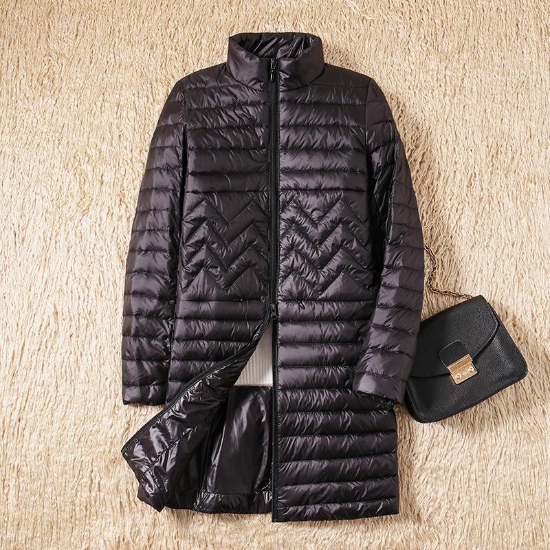 

Новые легкие и тонкие пуховики на осень и зиму, куртки средней длины и длинные, теплые пуховики, среднего и высокого класса L чёрный