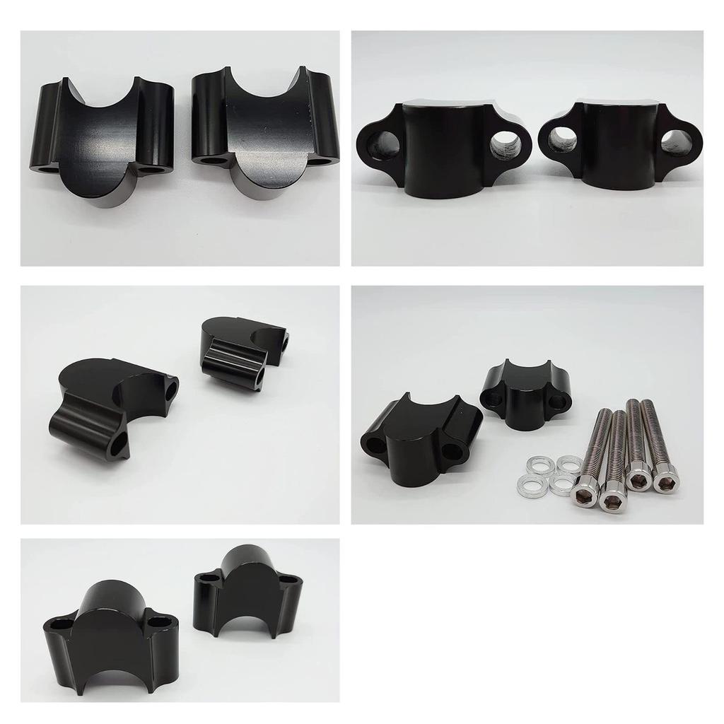 Set of 2 Black 22mm Handlebar Post Spacers for Motorcycles, Increases Handlebar Post Height by 3cm, Fits Standard Bars (Black, 22mm)