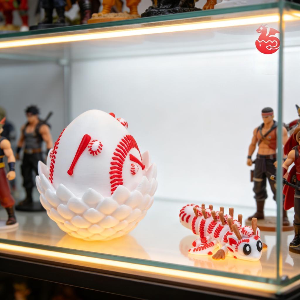 Articulated 3D Dragon Fidget Toy: Funny Baseball Dragon In Mystery Egg, Silly Desk Decoration, Stress Relief Dragon Sculpture